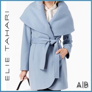 💙 TAHARI Marla Belted Wool Wrap Coat